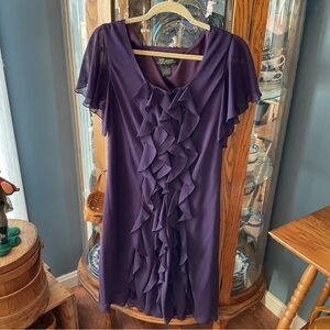 RB Collection New York Purple Ruffle-Front Midi Dress 16